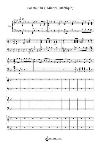 Sonata 8 In C Minor (Pathétique) Sheet Music by Ludwig van Beethoven-Arr.Blairharte Titess