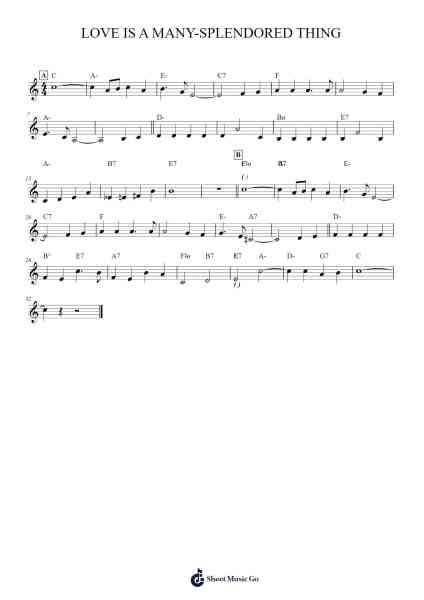 Love Is a Many-Splendored Thing 樂譜由 Sammy Fain - 編曲 Leaglan Piersmar