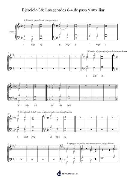 Ejercicio 38: Los acordes 6-4 de paso y auxiliar Sheet Music by undefined-Arr.Vioyves Garbess