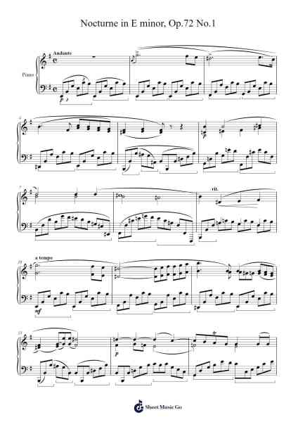 Nocturne in E Minor, Op. 72, No. 1 Sheet Music by Frédéric Chopin-Arr.Hewdys