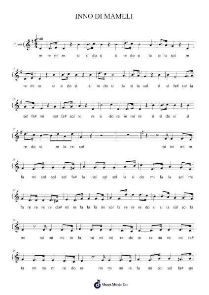 INNO DI MAMELI Sheet Music by Luca Miranda-Arr.Roykiel