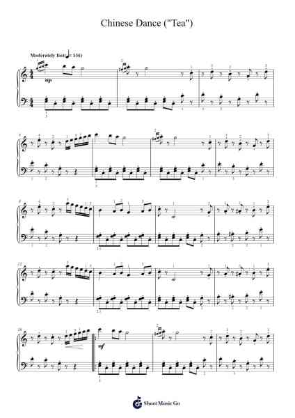 The Nutcracker, Op. 71: Act II Tableau 3 - No. 12e. Divertissement: Tea (Chinese Dance) Sheet Music by Pyotr Ilyich Tchaikovsky-Arr.Swinria