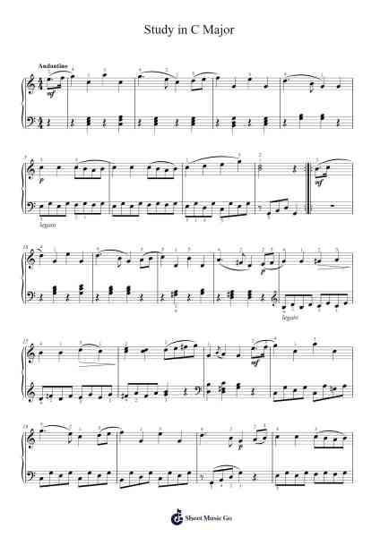 Study in C Major Sheet Music by Anton Diabelli-Arr.Mickkay
