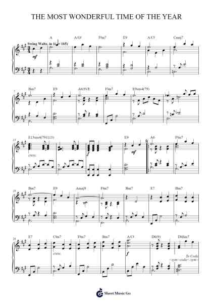 The Most Wonderful Time Of The Year Sheet Music by Andy Williams-Arr.Reywood