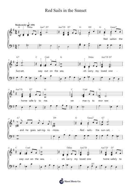 Red Sails in the Sunset Sheet Music by Hugh Williams-Arr.Steino'neil Erdine