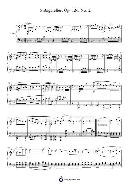 6 Bagatelles, Op. 126: No. 2 Sheet Music by Ludwig van Beethoven-Arr.Georfoe