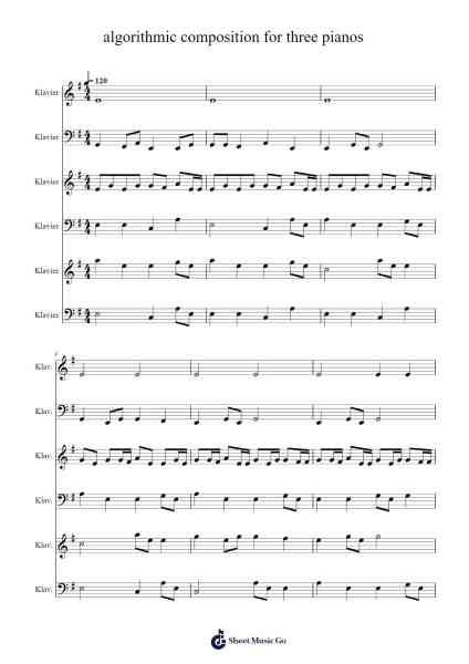 0.0 Algorithmic Composition for Three Pianos Sheet Music by musescore1983-Arr.Bobright