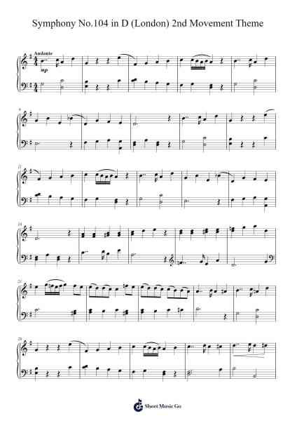 Symphony No. 104 in D Major "London", Hob. I/104: II. Andante Sheet Music by Joseph Haydn-Arr.Brownli Zangstuart