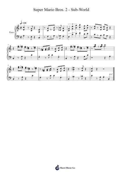 Super Mario Bros. 2 - Sub-World Sheet Music by Koji Kondo-Arr.Gardi Clairero