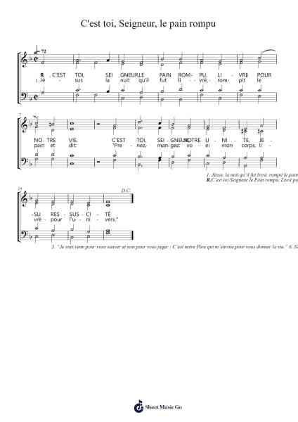 C'est toi, Seigneur, le pain rompu Sheet Music by Jean-Paul Lécot-Arr.Leifres