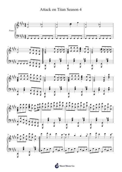 Attack on Titan Season 4 Sheet Music by -Arr.Babberg Neriam