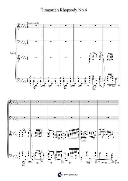 Hungarian Rhapsody No. 6 in D-flat Major, S.244/6 Sheet Music by Franz Liszt-Arr.Poundpe