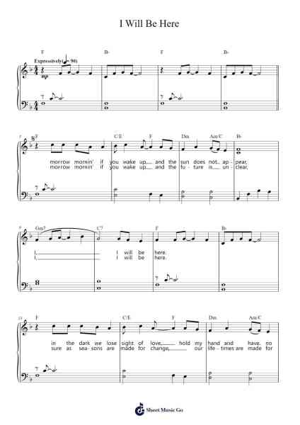 I Will Be Here Sheet Music by Steven Curtis Chapman-Arr.Bloorvogt