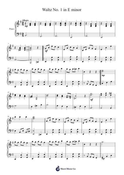Waltz No. 1 in E Minor Sheet Music by מיכאל שדמי דהאן-Arr.Glatiane Vicwolf