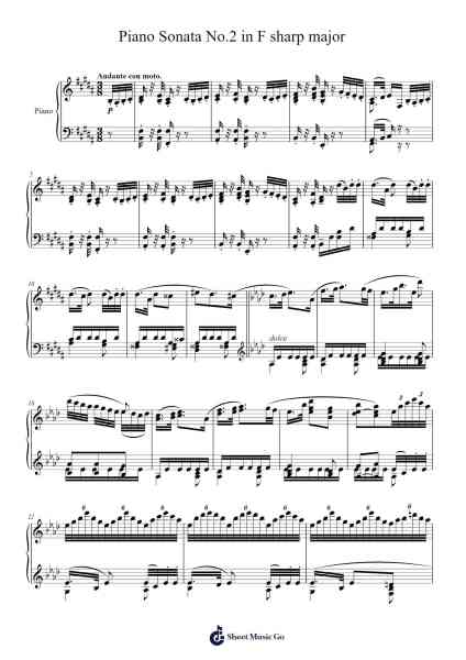 Piano Sonata No.2 in F sharp major - 2nd mov Sheet Music by undefined-Arr.Smithmuel Jorwolf