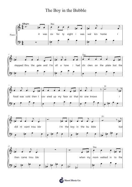The Boy in the Bubble Sheet Music by Alec Benjamin-Arr.Manbeard Lylaine