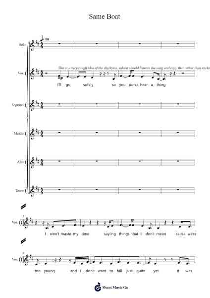 Same Boat Sheet Music by Lizzy McAlpine-Arr.Deanlay Dulsnow