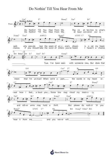 Do Nothin' Till You Hear From Me Sheet Music by Duke Ellington-Arr.Hifaithe Fojames