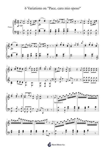 6 Variations on "Pace, caro mio sposo" Sheet Music by Josephine Aurnhammer-Arr.Crailynn Rodlan