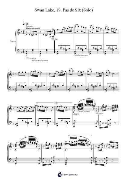 Swan Lake, Op. 20: Act III, No. 19, Pas de Six: Variation II (Solo) Sheet Music by Pyotr Ilyich Tchaikovsky-Arr.Huthorne
