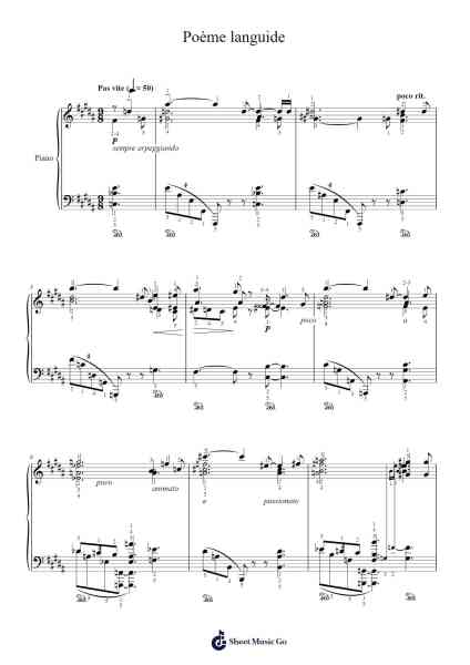 Poème languide in B Major, Op. 52 No. 3 Sheet Music by Alexander Scriabin-Arr.Phisan Lionelphy