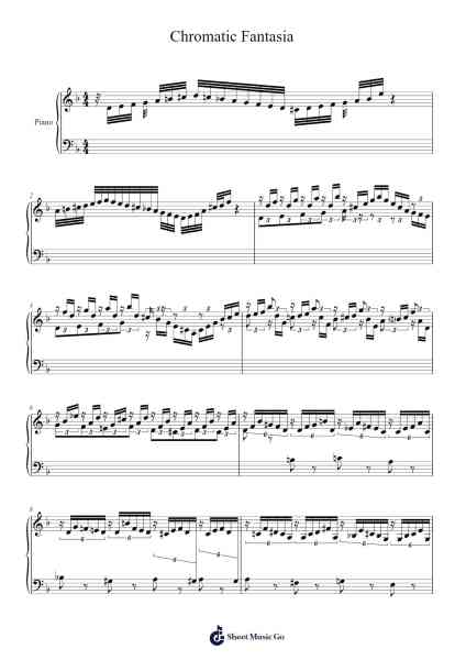 Chromatic Fantasia and Fugue in D Minor, BWV 903: Fantasia Sheet Music by Johann Sebastian Bach-Arr.Megreau Readeries