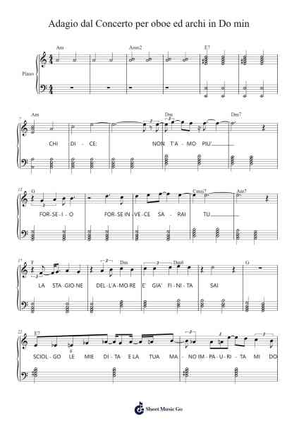 Adagio dal Concerto per oboe ed archi in Do min Sheet Music by Benedetto Marcello-Arr.Trund Milsoll