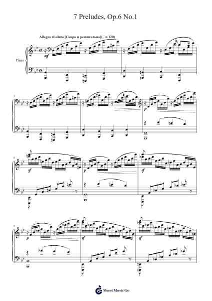 7 Preludes, Op. 6 No. 1 Sheet Music by Sergey Lyapunov-Arr.Pojudd Sheishua