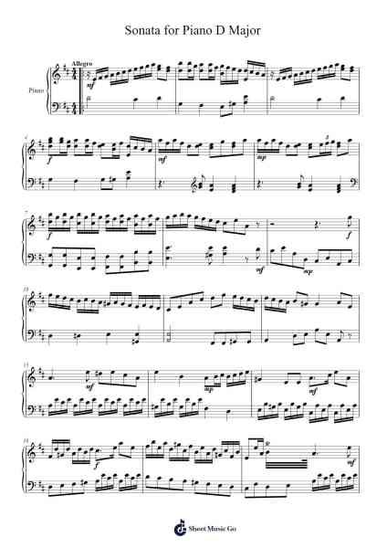 Sonata for Piano D Major Sheet Music by Charles Adams-Arr.Priestsey