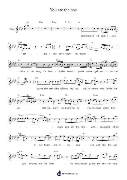 You are the one Sheet Music by Raedwight Wheatpkins-Arr.Popgram Migcky