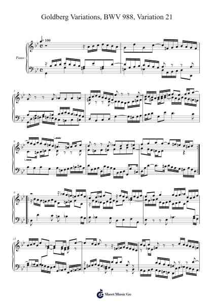 Goldberg Variations, BWV 988, Variation 21 Sheet Music by Johann Sebastian Bach-Arr.Dawnbian Sherqe