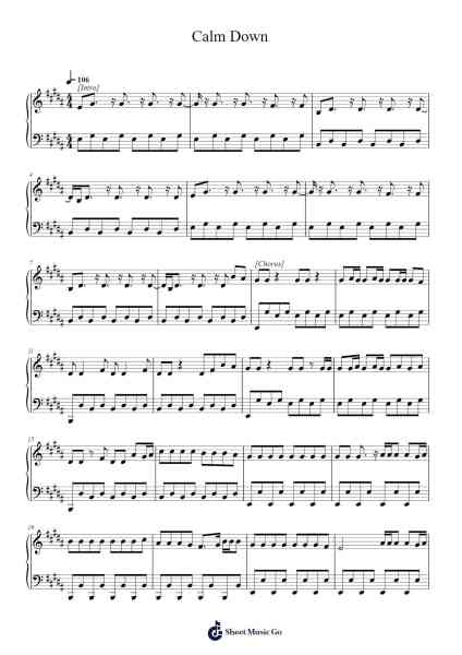 Calm Down Sheet Music by Rema-Arr.Efbin Kimsie