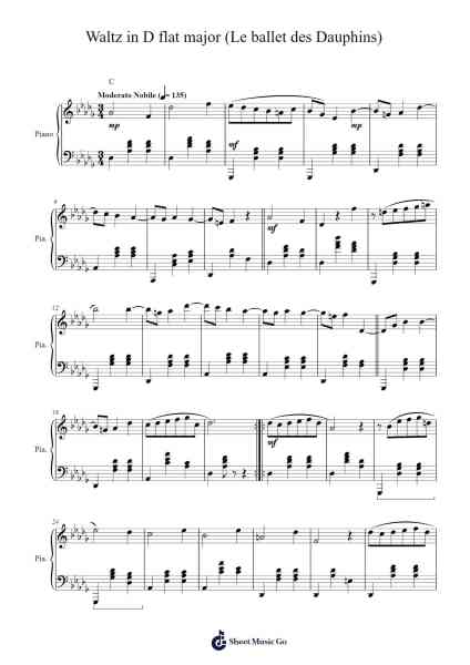 Waltz in D flat major "Le ballet des Dauphins" Sheet Music by Klanake360-Arr.Jonric