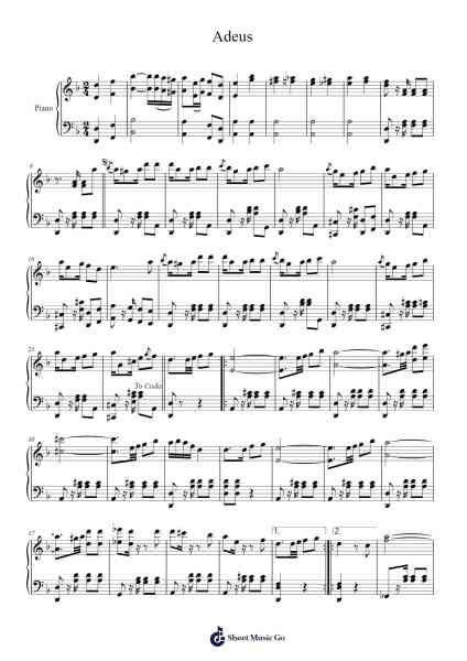 Adeus Sheet Music by Julio António da Silva Faias-Arr.Debhum Browntor
