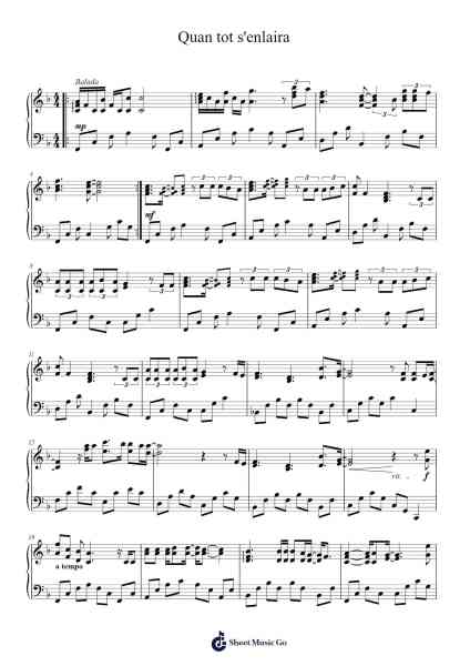 Quan tot s'enlaira Sheet Music by Txarango-Arr.Everal Baurell