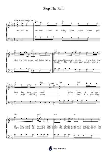Stop The Rain Sheet Music by Ed Sheeran-Arr.Hughlon