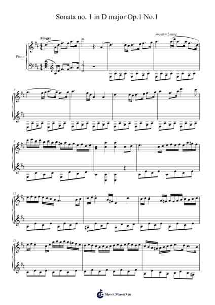Sonata no. 1 in D major Op.1 No.1 Sheet Music by Jocelynlls-Arr.Maugvia Browninglogg