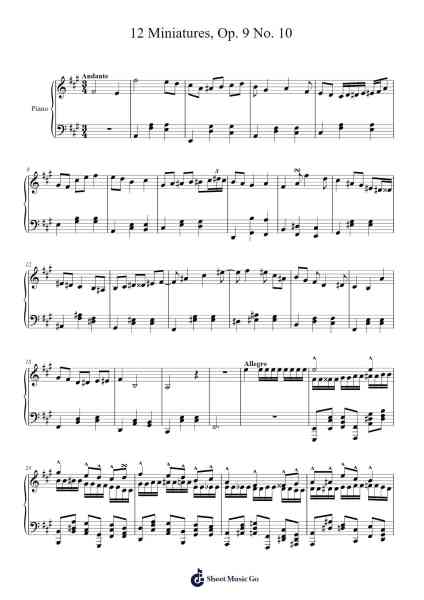 12 Miniatures, Op. 9 No. 10 Sheet Music by Yağız Arslan-Arr.Wavieve Katdy
