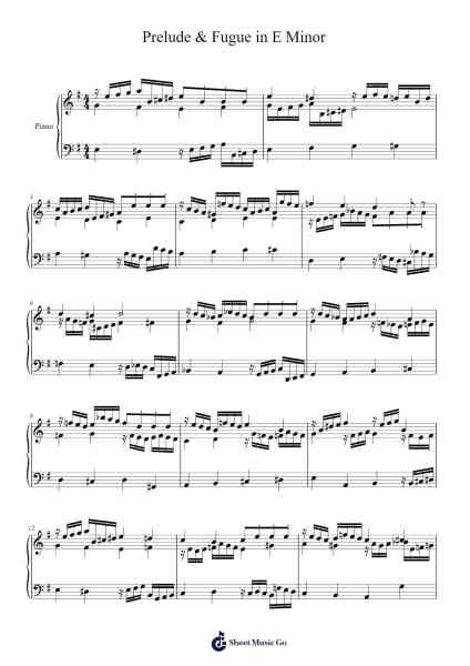 Prelude & Fugue in E Minor Sheet Music by madadini-Arr.Cranemie