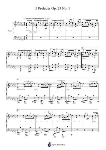 Preludes Op. 23 No. 1 in F-Sharp Minor Sheet Music by Thomas Liu-Arr.Lanps Gailkyle