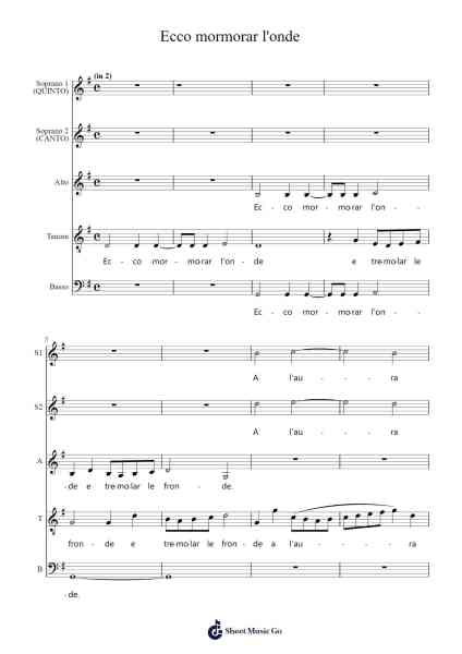Ecco mormorar l'onde Sheet Music by Claudio Monteverdi-Arr.Pullamb