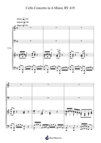 Cello Concerto in A Minor, RV 419 Sheet Music by Antonio Vivaldi-Arr.Sinrin Sibylnice