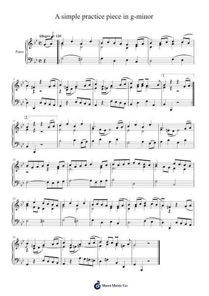 A simple practice piece in g-minor Sheet Music by Kipzoe Bachcis-Arr.Joedrich