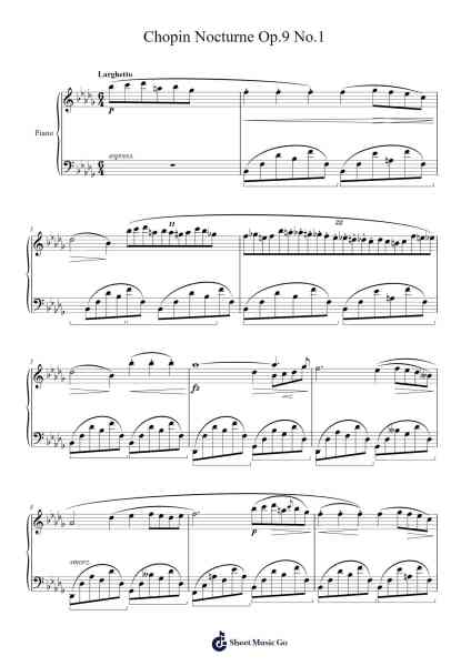 Chopin Nocturne Op.9 No.1 Sheet Music by Frédéric Chopin-Arr.Bosphia Wisell
