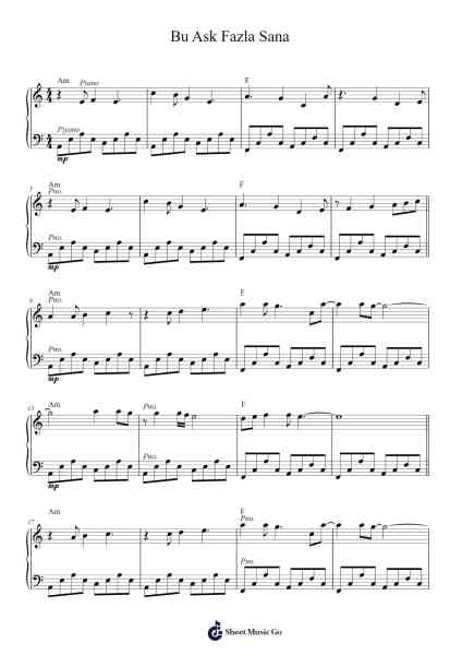 Bu Ask Fazla Sana Sheet Music by Şebnem Ferah-Arr.Woolfwoolf Hartesopp