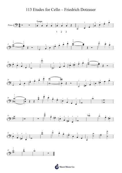 113 Etudes for Cello, Op. 120: No. 48 in C Major - Largo Sheet Music by Friedrich Dotzauer-Arr.Colyork