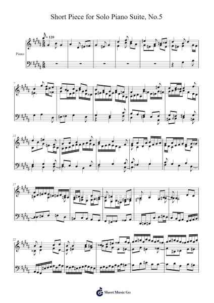 Short Piece for Solo Piano Suite, No.5 樂譜由 Virrian - 編曲 Tesssaul