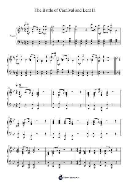 The Battle of Carnival and Lent II Sheet Music by Krzysztof Penderecki-Arr.Shircent