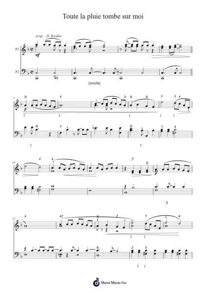 Toute la pluie tombe sur moi Sheet Music by -Arr.Diapenn