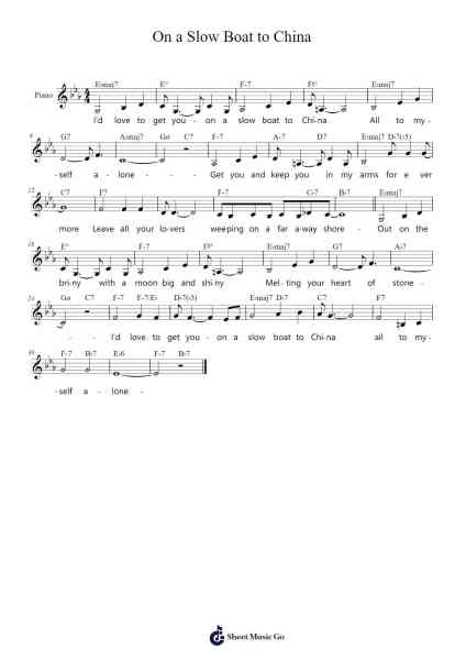 On a Slow Boat to China Sheet Music by Frank Loesser-Arr.Latckens